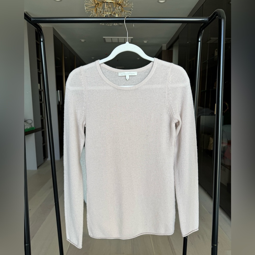 Mint Naked Cashmere ⭐️ Cashmere Pale Pink Round Neck Long Sleeve Sweater Sz S